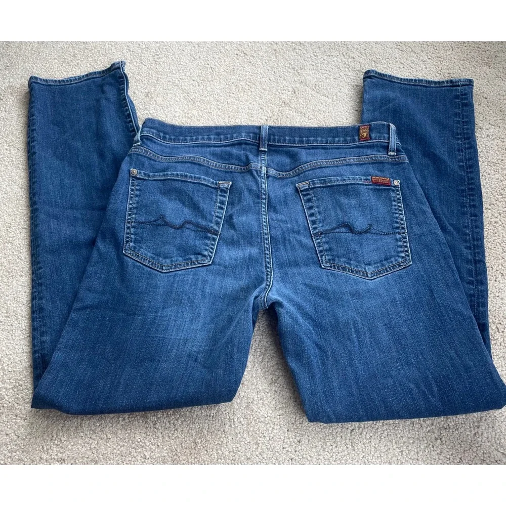 7 For All Mankind Standard Straight Leg Jeans Mens 34 Blue Stretch Denim